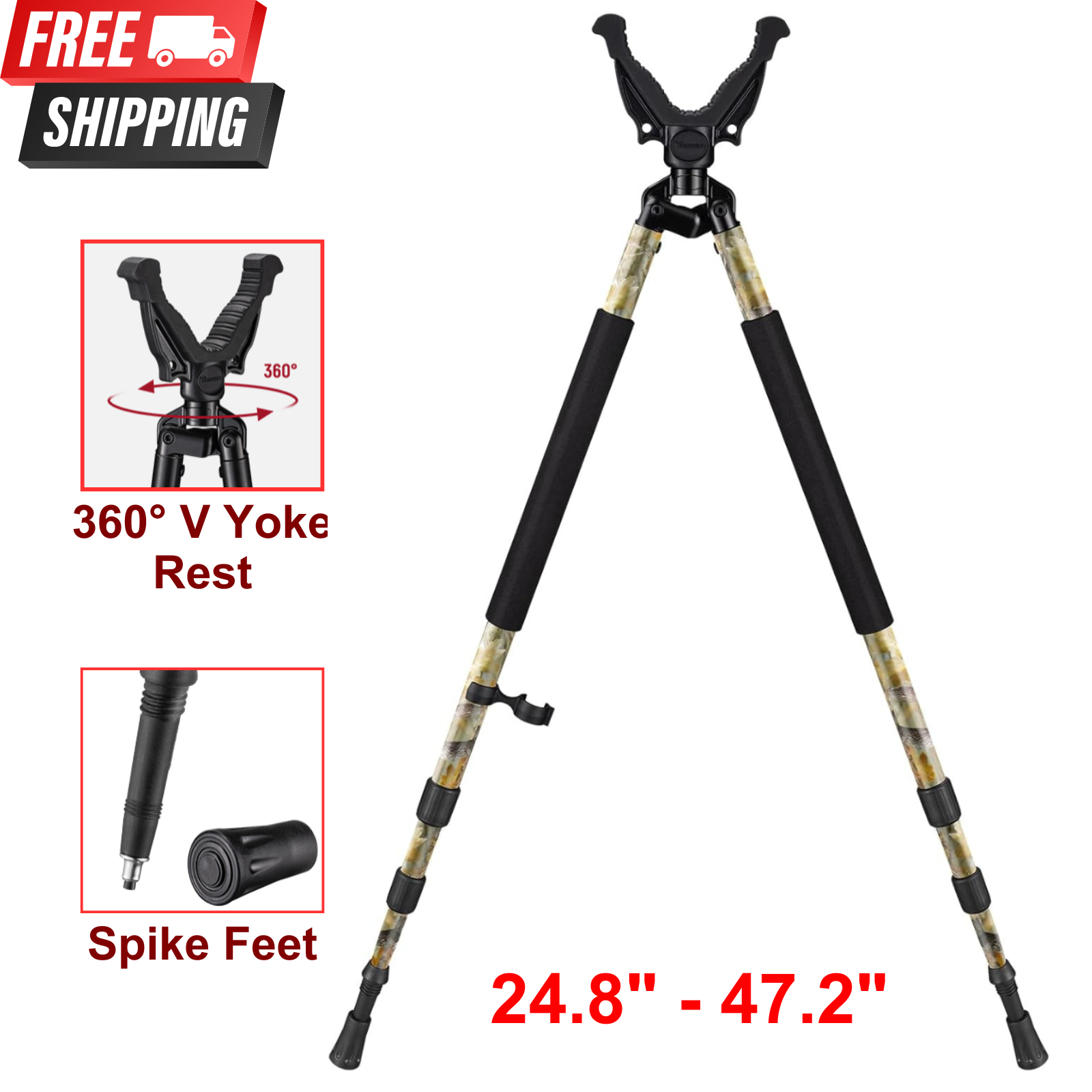 Hunting Tripod Shooting Stick Gun Rifle Shooting Rest Monopod Bipod ...