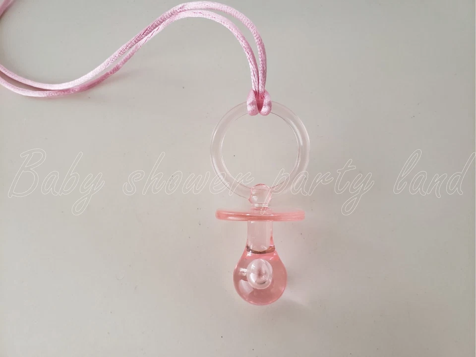 12 Pink Pacifier Necklaces Baby Shower It's a Girl Game Favors Prizes Decoration - Image 4 of 4
