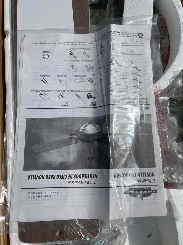 "Ventilador de techo Harbor Breeze 52"" Riverstone Novella nuevo caja abierta" Foto 4 de 4