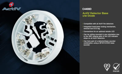 APOLLO C-Tec Optical and Heat Detector Base C4408/C4408D Diode For Fire Alarm Panel