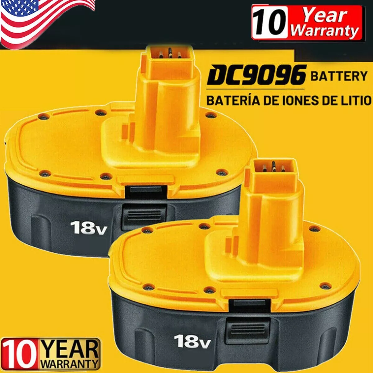 2-PACK) 18V For Dewalt 18 VOLT XRP DC9096 DC9098 Ni-Cd Battery NEW