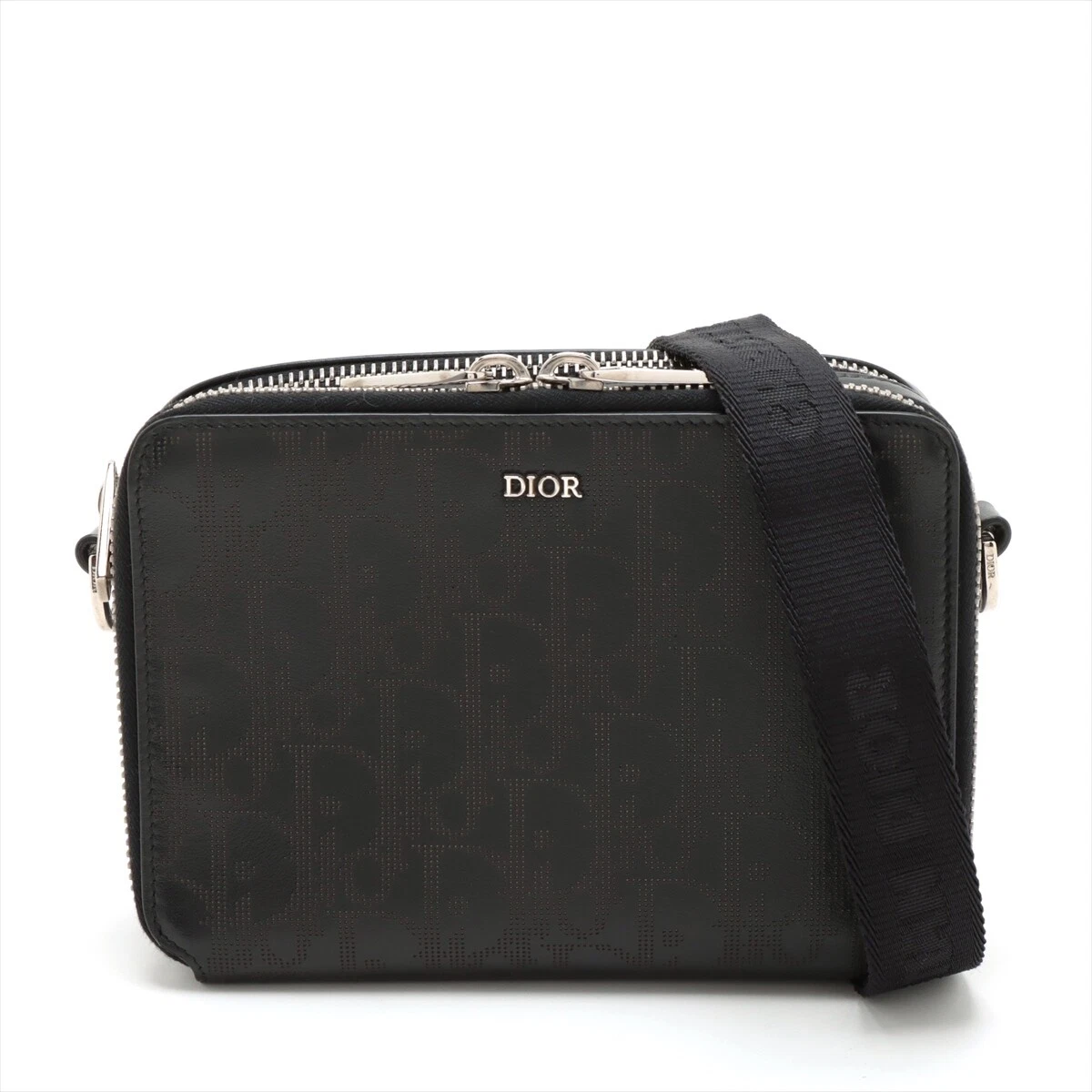 Sac bandoulière Christian Dior Oblique Galaxy en cuir noir