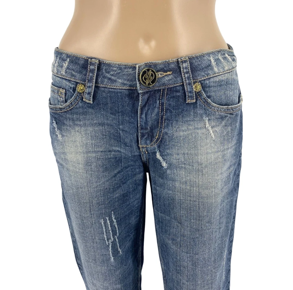 Baby Phat Mujer Azul Cónico Pierna Elástico Vaquero W28 - Imagen 2 de 4