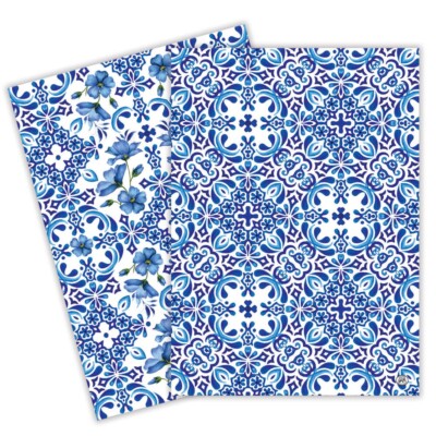 Michel Design Works Indigo Seas Set of 2 Cotton Kitchen Towels Blue & White