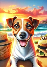 Jack Russell Terrier Brown/White Summer Sunset Flag