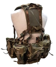 Airborne Army Webbing British Assault Camo Belt Yoke & Assorted Pouches (5)