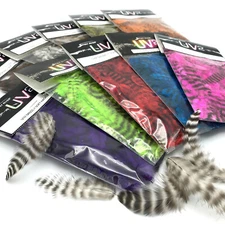 UV2 GRIZZLY SOFT HACKLE - Fly Tying Barred Feathers Spirit River - 10 Colors!