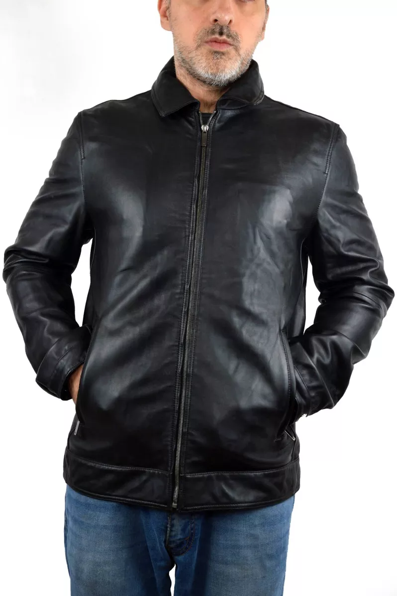 Emporio armani shop leather bomber jacket