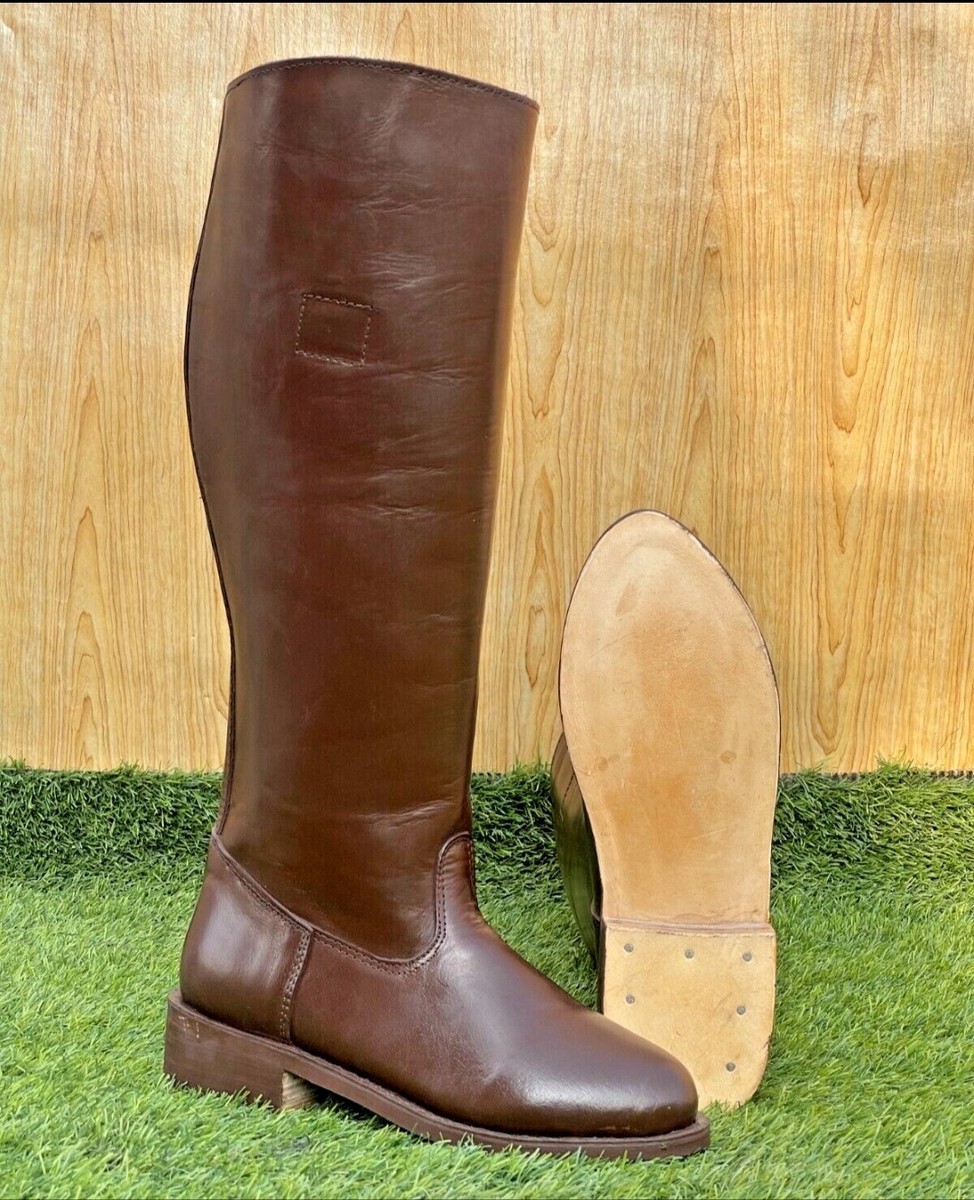 WWI BRITISH ARMY OFFICER LEATHER BOOTS, MEN'S BROWN RIDING