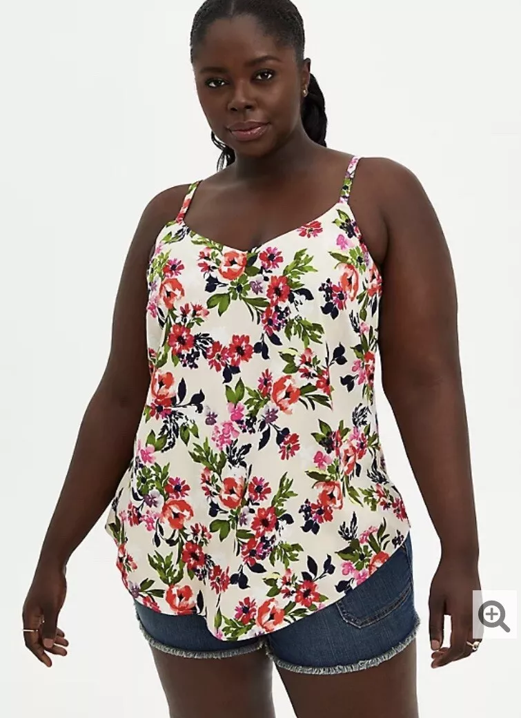 NWT TORRID Stretch Challis FLORAL Beige AVA CAMI Women Plus Size 0