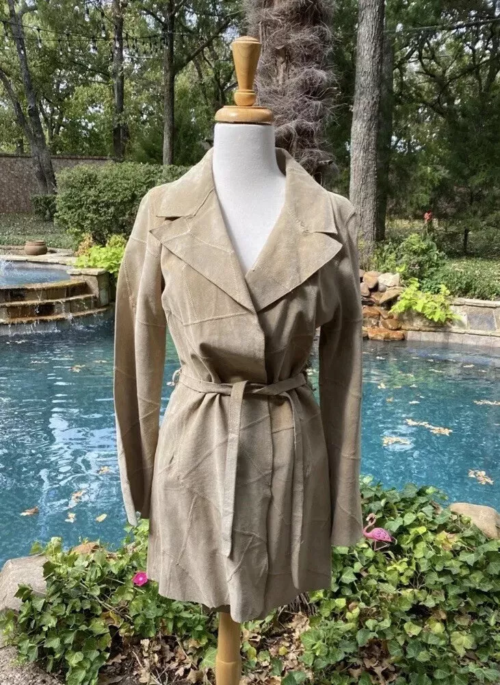 Small Arden B Burgundy Tan Suede Leather Patchwork Hippie Jacket $198 | eBay