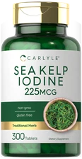 Sea Kelp Iodine | 225mcg | 300 Tablets | Non-GMO, Gluten Free | by Carlyle