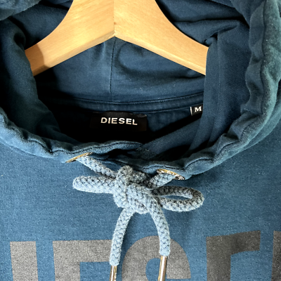 Diesel Men's Hoodie Medium Blue Teal Logo For Successful Living