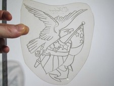 vtg 1960s 1970s Tattoo Flash acetate stencil Military Eagle Flag and Shield MIL1