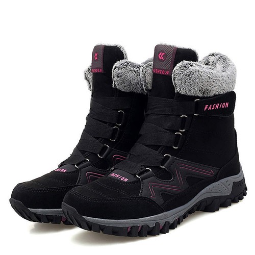 Unisex High Top Warm Cotton Shoes Plush Thickened Winter Ankle Strap Shoes Round - Picture 6 of 50