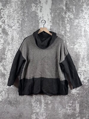 Eileen Fisher Sweater Medium Women Gray Black Colorblock Knit
