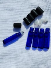 NEW Essential Oil Cobalt Blue Glass Roller Bottles 10ml Empty LOT Refillable