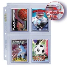 (10) Ultra Pro Toploader Size 4-Pocket Secure Pages - For Trading Card Binders