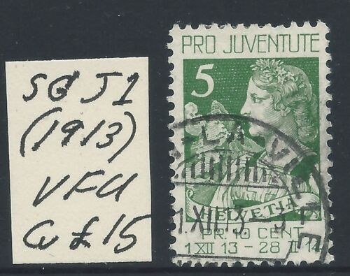 SWITZERLAND - 1913  PRO JUVENTUS  5c  'GREEN'  SG J1  VFU Cv £20  [8666]* - 第 1/2 張圖片