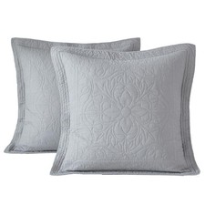 100 Cotton Quilted Euro Sham Covers, 2 Pack Cotton 26'' x 26'' Pillow Covers, S