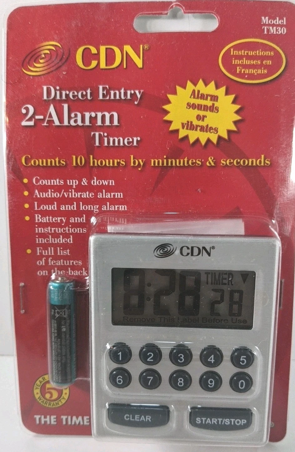 Direct Entry 2-Alarm Digital 10 Hour Kitchen Timer
