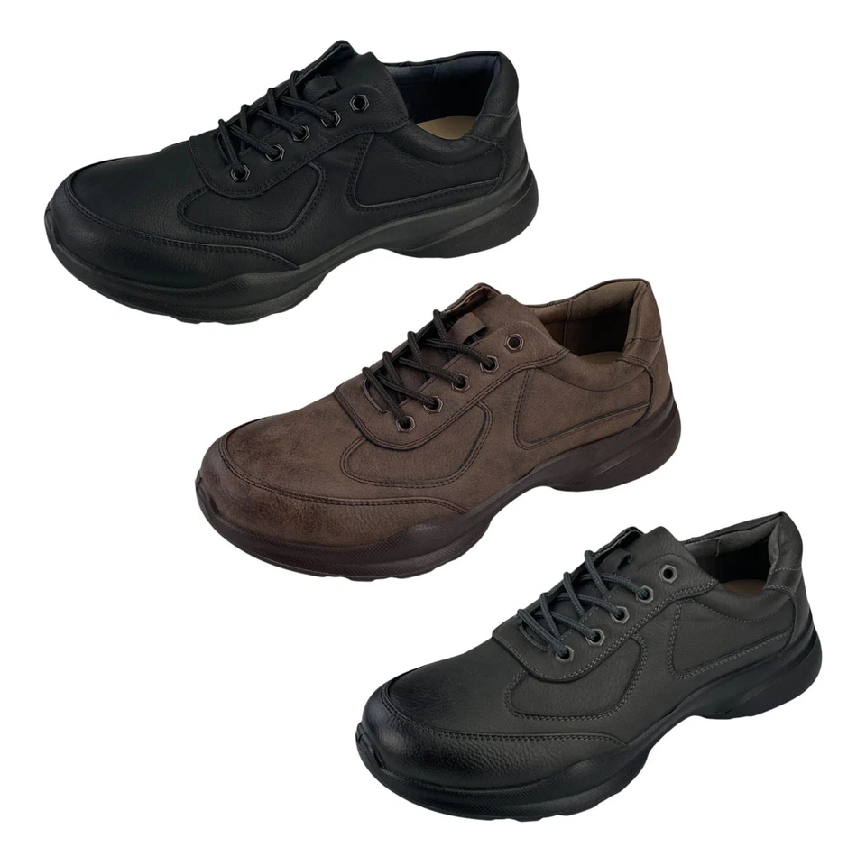 DVINA Herren Schnürer Halbschuhe Leder-Optik Freizeitschuhe Kunstleder 1382