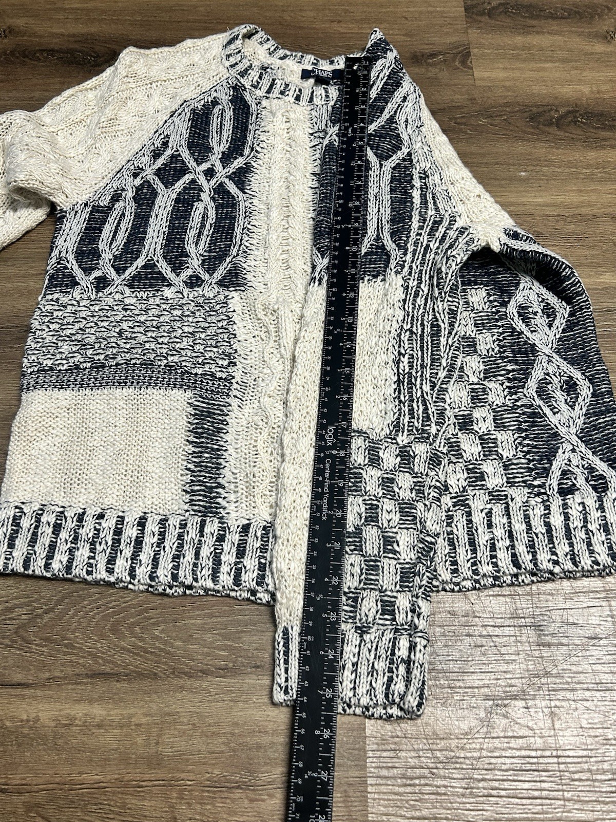 Chaps Cable Knit Patchwork Sweater Women’s LG Pre… - image 11