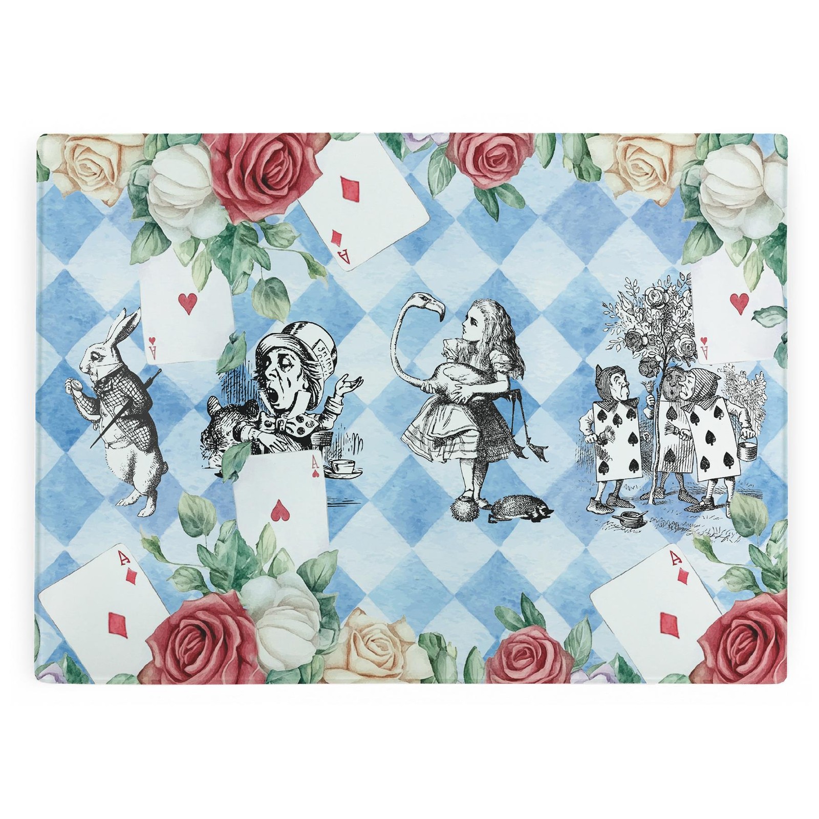 Alice's Adventures in Wonderland Glass Worktop Protector Kitchen Gift