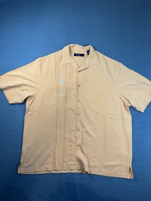 Nat Nast Luxury Originals 100% Silk Shirt Short Sleeve Mens XXL Orange