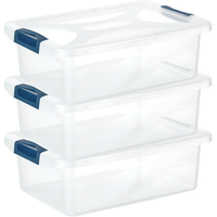 Engelland 3 X Aufbewahrungsbox Multibox Organizer Box 10 L Blau-Transparent