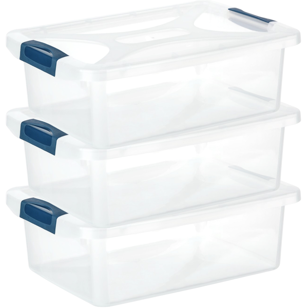 Engelland 3 X Aufbewahrungsbox Multibox Organizer Box 10 L Blau-Transparent-image