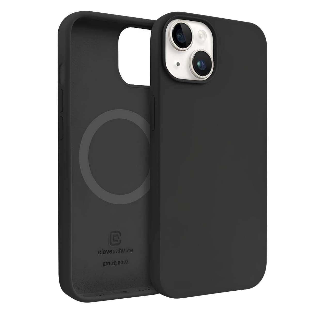 Coque silicone iPhone 14 magnétique noir idéale pour la recharge sans fil en voiture