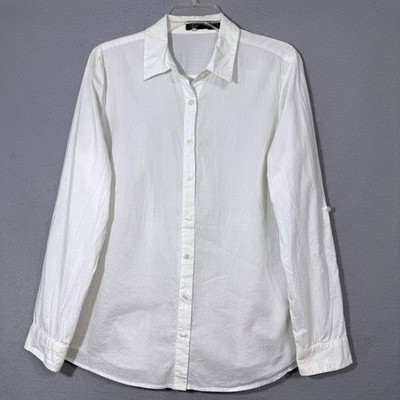 The Limited Women's White Textured Button Top Size XL Minimalist Classic Preppy