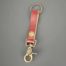 Brown Leather Keychain Belt Loop Key Holder Brass Halt Clip Great Gift! Rustico