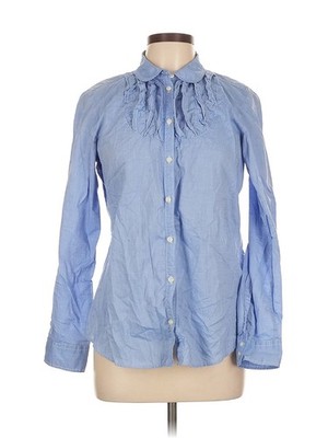 Gap Women's Blue Ruffled Peter Pan Collared Blouse Size 12