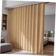 Room Divider Blackout Curtains Flexible Sliding 108"W x 108"L Pack of 1 Khaki