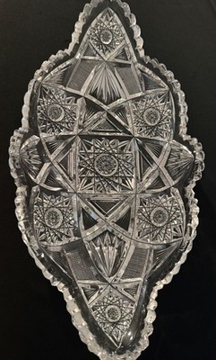 Vintage Antique American Brilliant Glass 14  Relish Tray