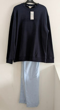 M&S Body Cool Comfort Cotton Rich Navy & Blue Pyjama Set Pyjamas PJs 14 tall