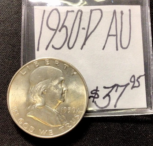 1950 D Franklin Silver Half Dollar AU! ENN Coins