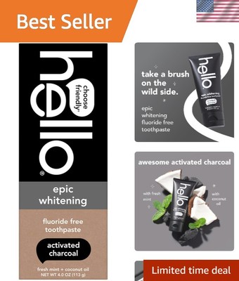 Natural Whitening Charcoal Toothpaste with Coconut Oil & Mint - 4 Oz Tube