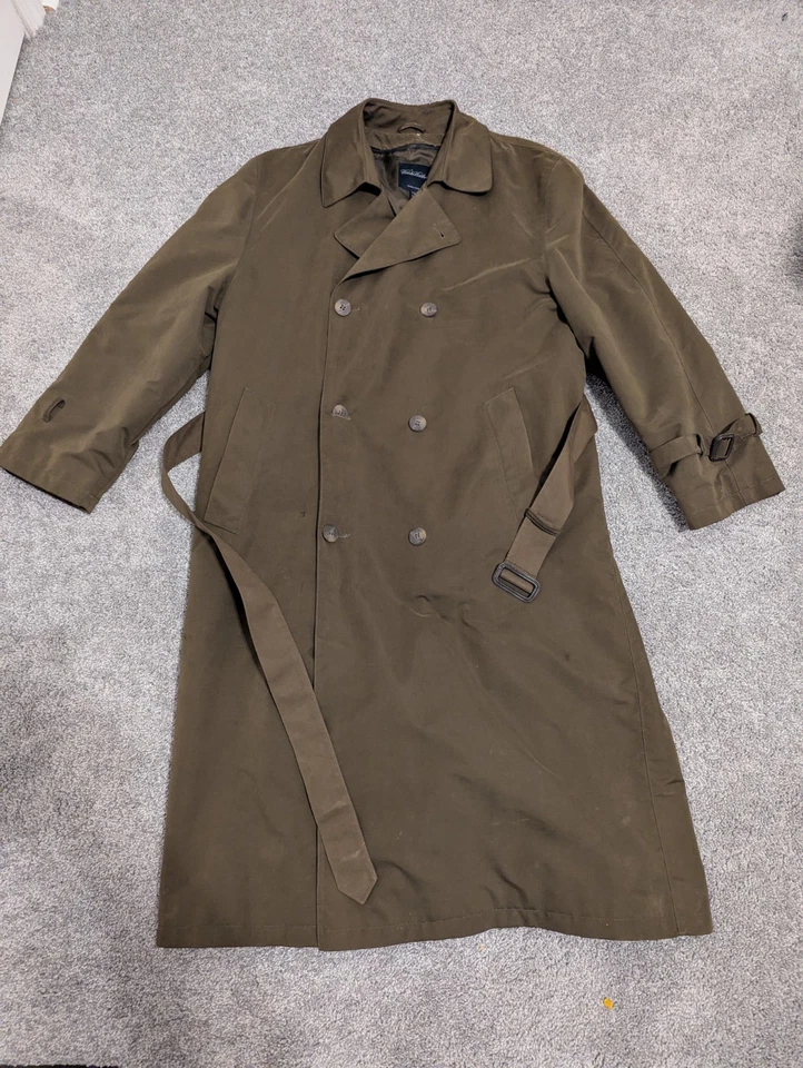 Brooks Brothers Тренч мужской большой подпоясанный поплин зеленый шерсти молнии вкладыш - Изображение 2 из 4