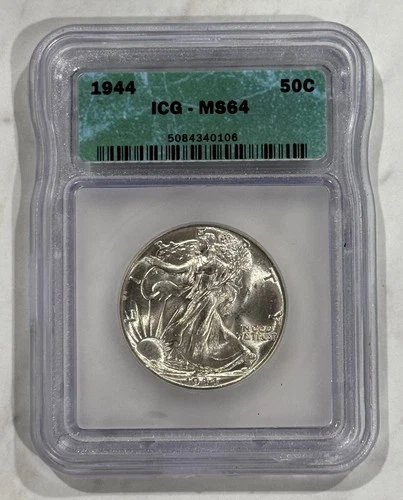 1944 P LIBERTY WALKING HALF DOLLAR MS64 BRIGHT WHITE ICG GRADED  L@@K!!!!