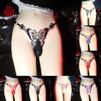 Herren Sissy Pouch Schlüpfer Unterwäsche Spitzen Slips Schlüpfer Shorts Tangas