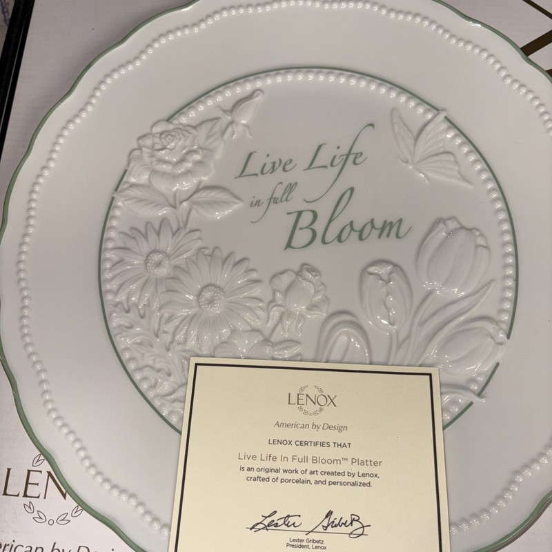 Lenox Live Life In Full Bloom  11.75in Round Serving Platter New!