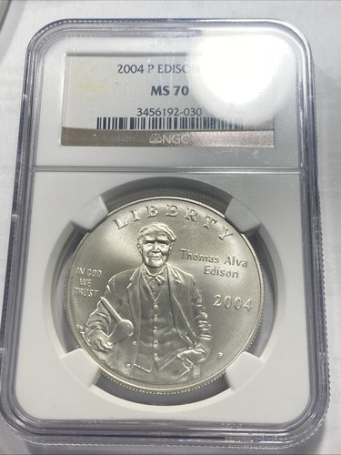 (2) 2004-P $1 Thomas Alva Edison Silver Dollars NGC PF69/MS70 Item 9558 - Picture 4 of 5