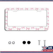 Pink Bow Stainless Steel License Plate Frame Screws