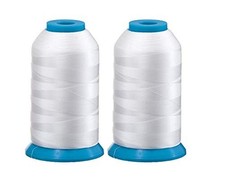 Set of 2 Huge White Spools Bobbin Thread for Embroidery Machine and Sewing Ma...