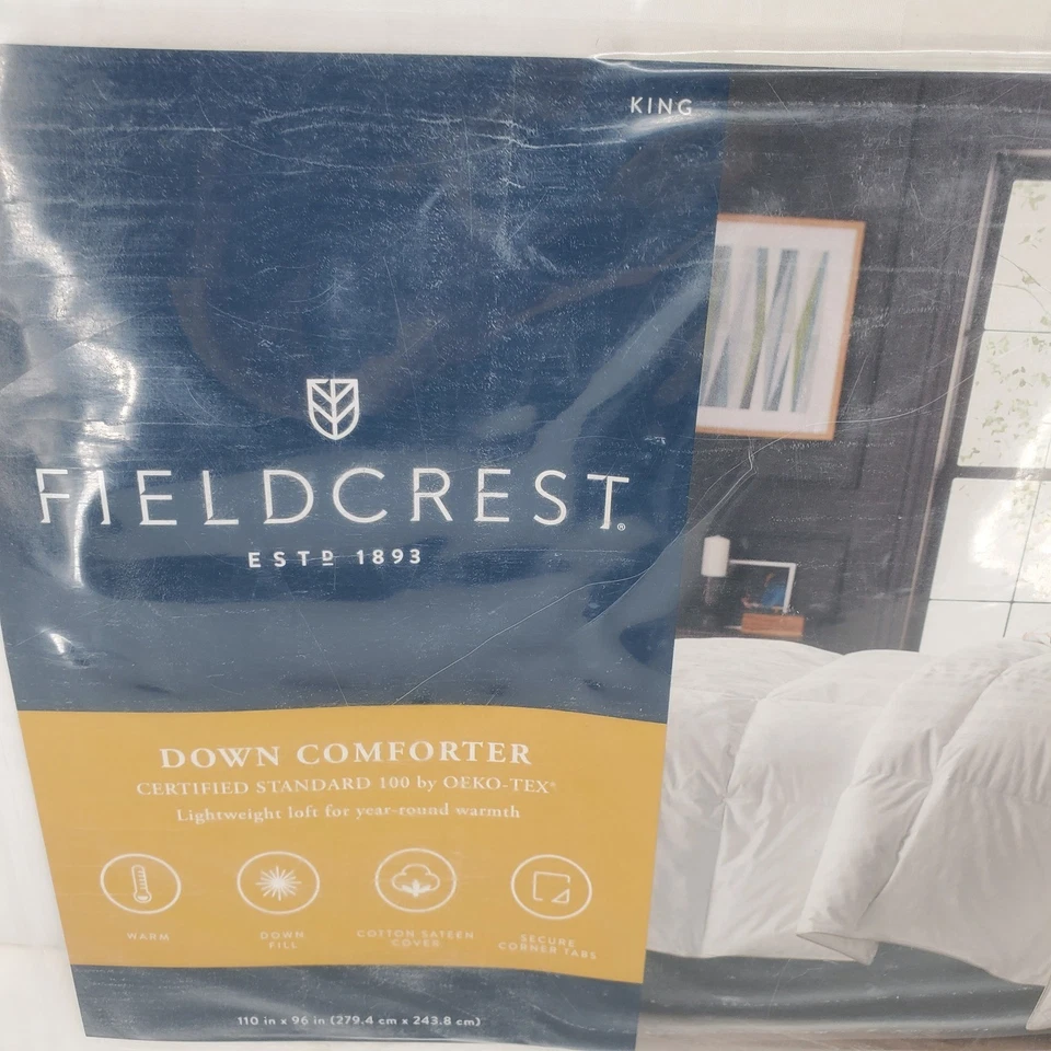 Fieldcrest King Lightweight Loft Duck Down Comforter White Corner Tabs New - Image 3 of 4