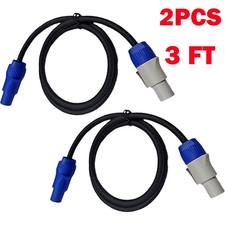 2Pc 3ft 16AWG Stage Lighting Fixture PowerCon-Compatible Power-Through Cable HOT