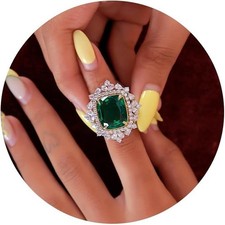 5.24 Ct red Round/Marquise & Diamond Wedding Ring 14k White Gold